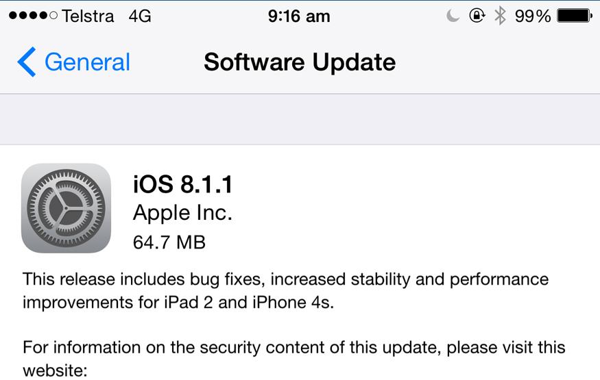 Apple releases iOS 8.11 to speed up iPhone 4s and iPad 2