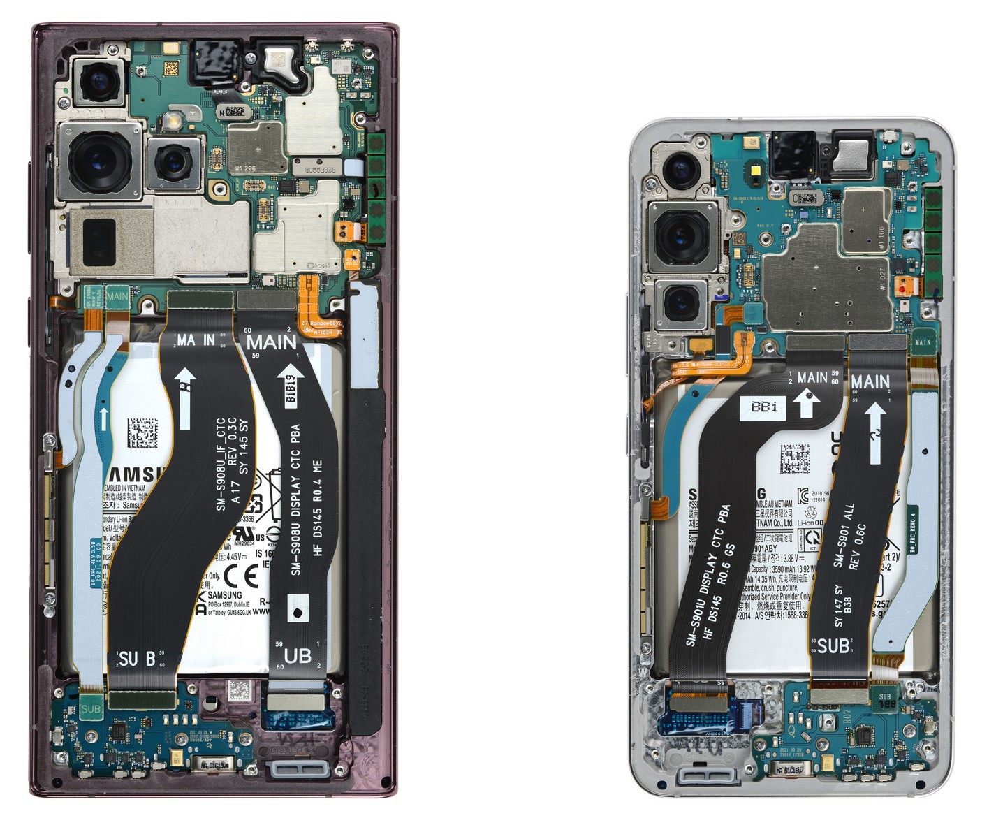 iFixit Samsung S22 and Ultra teardown